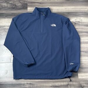 The North Face Mens XL Apex Soft Shell Jacket Blue 1/4 Zip Pocket Outdoor Hiking